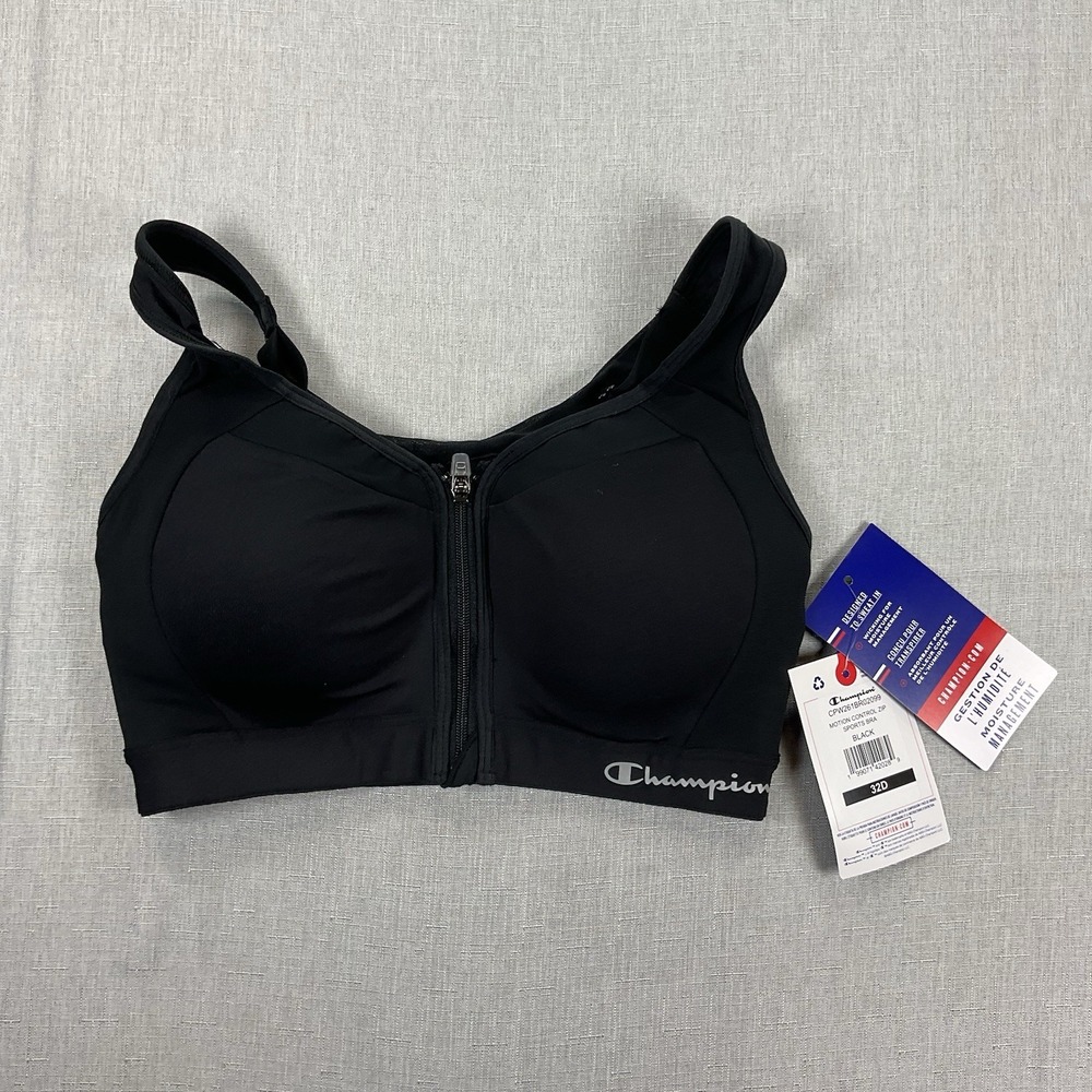 Champion Motion Control Zip Sports Bra Black 32D